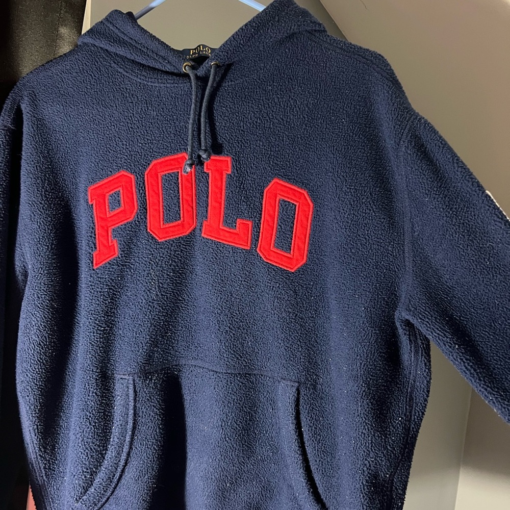Polo by Ralph Lauren Men's Blue Sweater with Red Logo